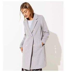Loft Double Breasted Grey Coat